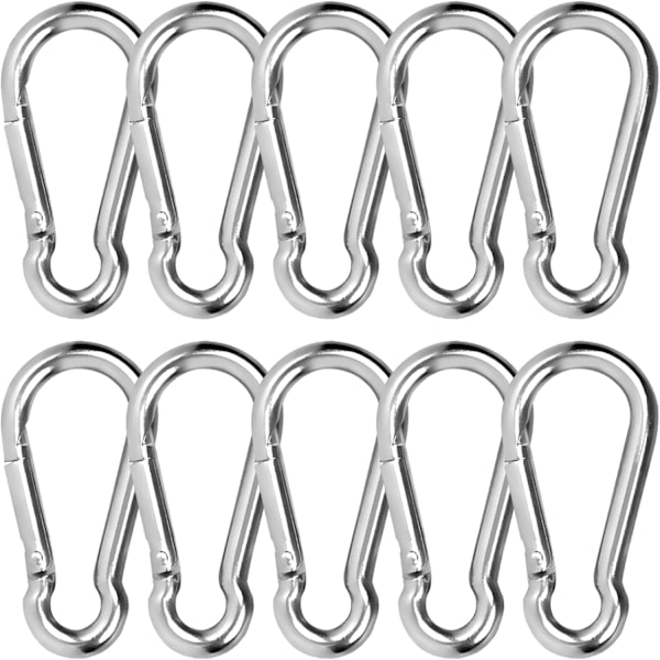 10-pakning rustfritt stål karabinkrok liten karabinkrok snäppkrok nøkkelring klemme for utendørscamping fotturer løftehjelpeverktøy og håndtakskrok med løkke 10pcs 6*60mm