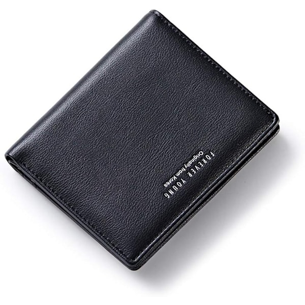 Damplånbok Liten Bifold Läderplånbok Dam Mini Kortplånbok (Svart) - Perfekt