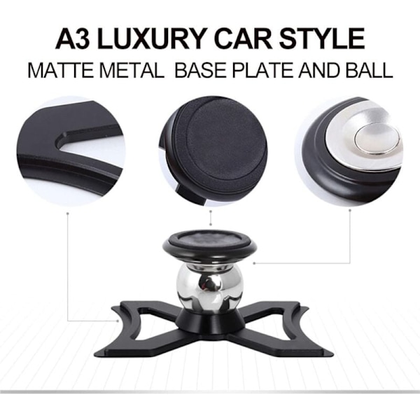 Magnetisk telefonholder til Audi A3 8V S3 8P, bil luftventilholder, egnet til smartphone og GPS, med bil, 360° justerbar visning, sort