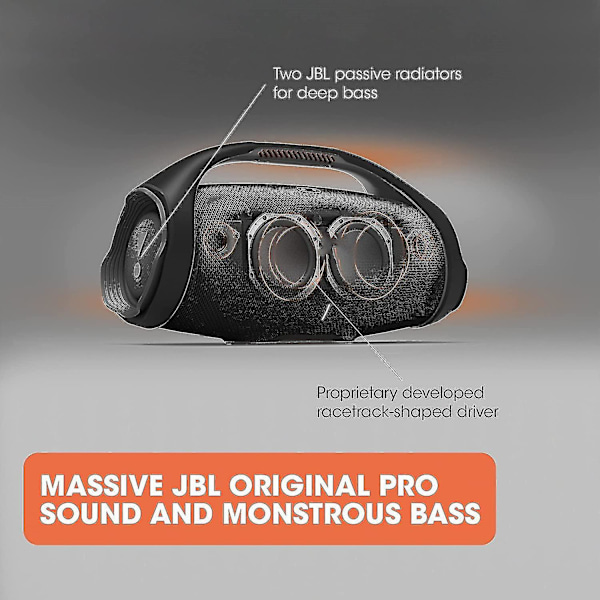 Boombox 2 - Bärbar Bluetooth-högtalare, kraftfullt ljud och grym bas, IPX7 vattentät, 24 timmars speltid, mobil strömförsörjning, Partyboost