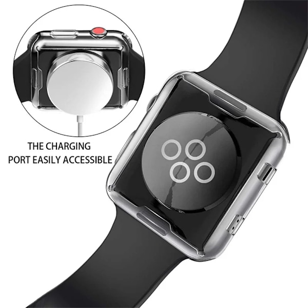 Näytönsuoja Apple Watch -kuorelle 9 8 45mm 41mm 44MM 40MM 42mm Täysi TPU -puskuri Kuori lisävaruste iwatch -sarja 7 SE 6 5 4 3 Läpinäkyvä Läpinäkyvä Transparent Series 1 2 3 42MM