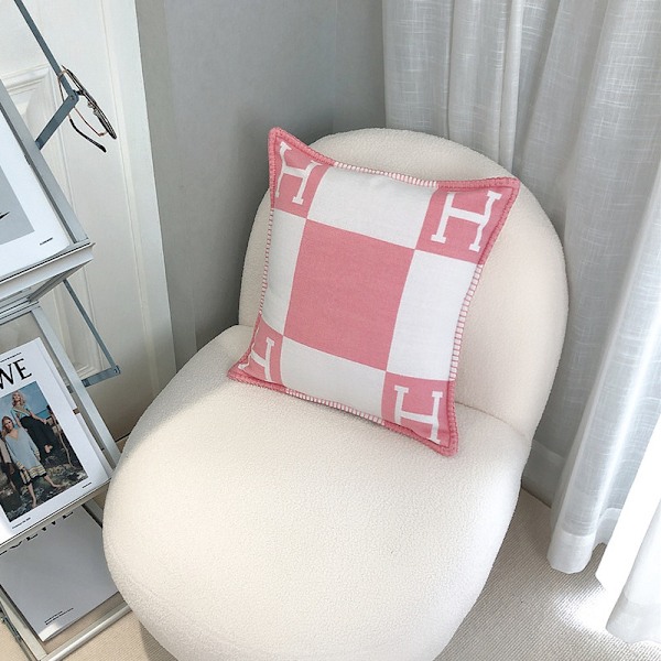 45x45cm H-bogstav Uld Kasmirs Pudebetræk Dobbeltseng Sofa Fly Pink