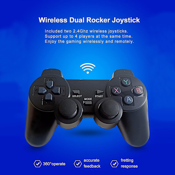 20000+ 4K HDMI TV Videospil Stick Retro Spillekonsol M/ 2 Trådløse Controllere 4K Spil Stick, 100% Ny