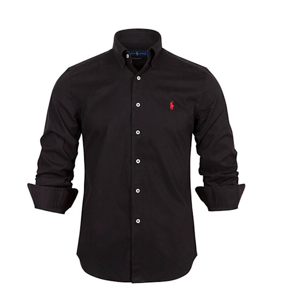 Ralph Lauren miesten kauluspaita napitettavalla kauluksella ja brodeeratulla logolla, musta Black M