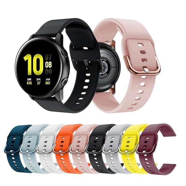 Utbyttbar klokke i silikon 20 mm klokke med spenne Watch Kompatibel med Samsung Galaxy Watch Active2 Mørkeblå Mørkeblå 20 mm