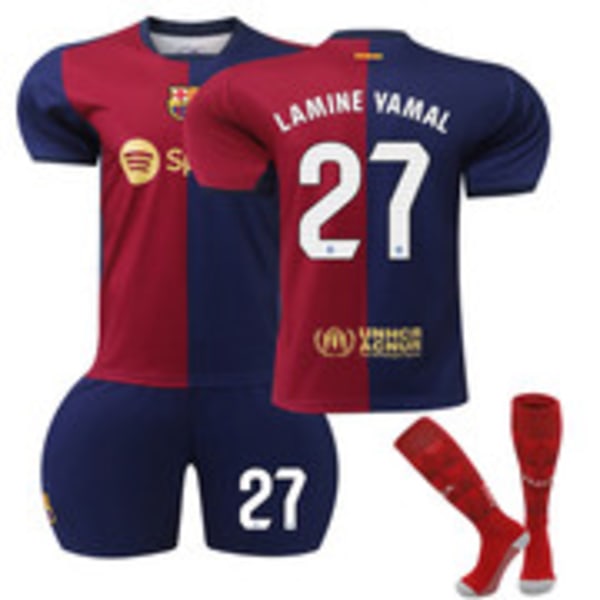 24-25 Lamine Yamal 27 Barcelona Hemma Fotballdrakter for Barn Voksne Trøyer Adult M(170-175cm)