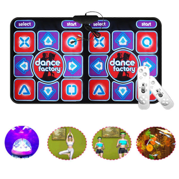 Dobbel Dansematte Dual Bruker Kablet Dansematte Spill Sklisikker med 2 Fjernkontroller Multifunksjon for PC TV