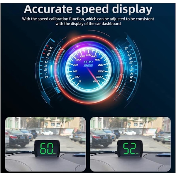 Automatisk HUD Frontdisplay 2,5 tum MPH Hastighetsmätare med GPS-chipset för Cykel, Motorcykel, Lastbil, Bil, Scooter