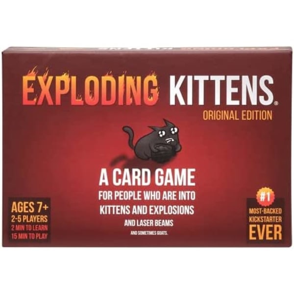 Exploding Kittens - Kortspil | Familievenligt festspil | Russisk roulette | Engelsk | Alder 7+ | 2 til 5 spillere