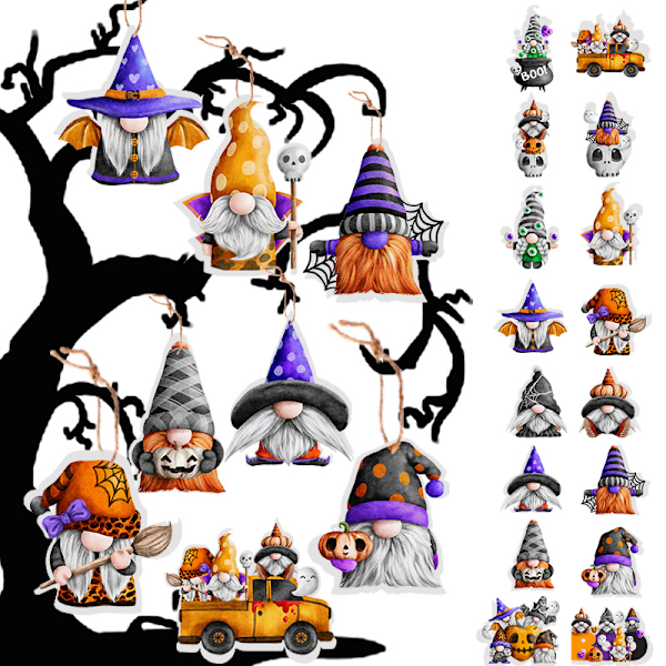 Halloween-koristeet: Kurpitsa, Lepakko, Kääpiö, Vanha Mies, Juhla, Riippuva