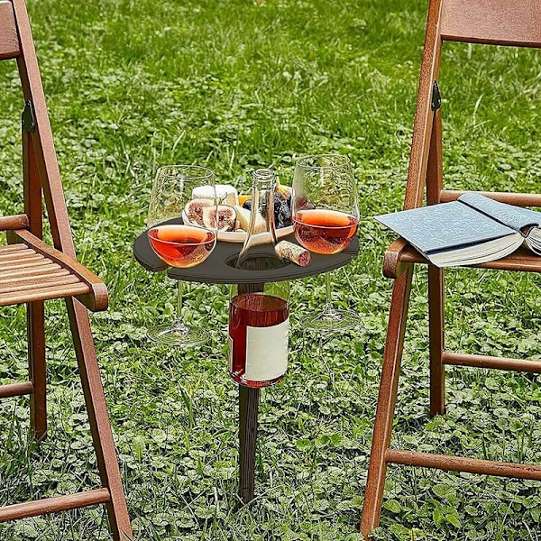 Strandbord, picknickvinhylla, hopfällbart portabelt vinbord, hopfällbart