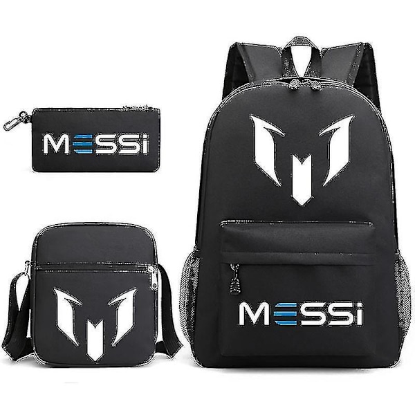 3-delt Fodbold Messi Rygsæk Rygsæk Kvinder Mænd Rejse Laptop Teenagere Molas Totes Sac Kun Rygsæk Only Backpack none