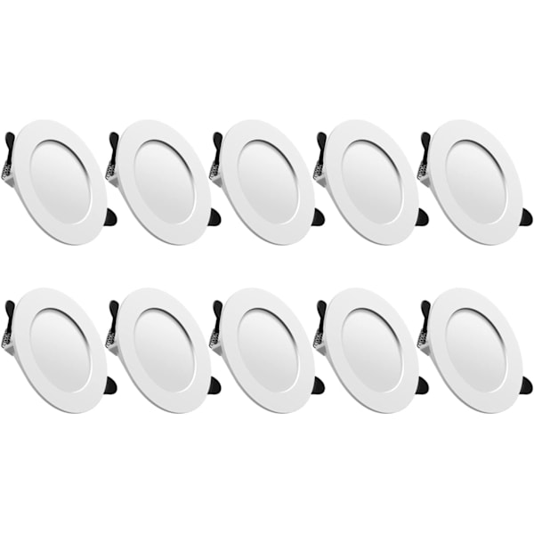 Foldbare LED-spots, ekstra flade, indbyggede loftslamper, runde, til stue, køkken, 10-pak