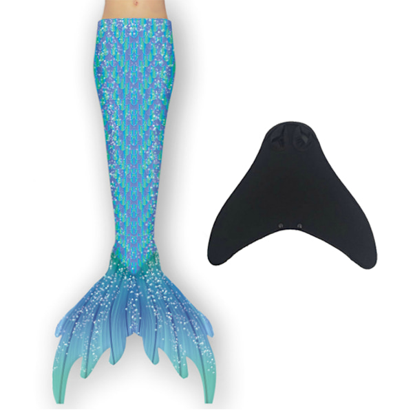 Girl Mermaid Tail med Monofin blå blue