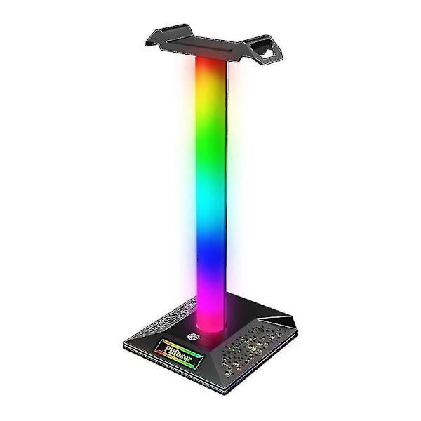 RGB Gaming Hodetelefonstativ Dobbel USB-porter Berøringskontroll Lysstripe Skrivebord Gaming Headset Holder Henger