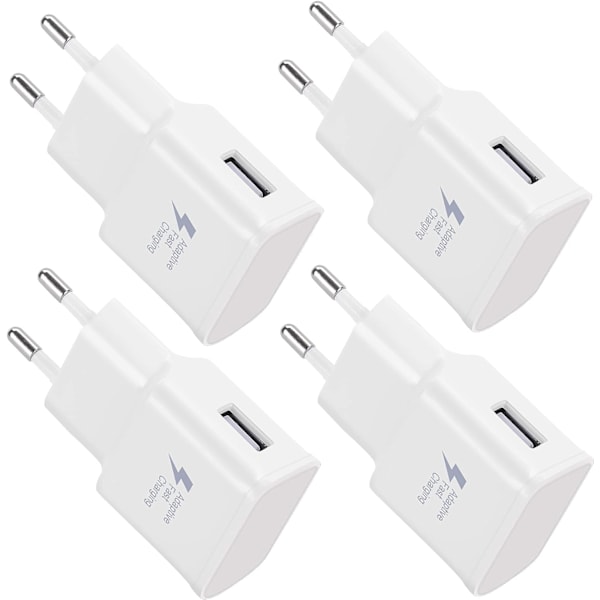 4-pakkia 5V-2A USB-virtapistokkeen sovitin Universaali pikalataus iPhone 12/11/X 8/7/6, Samsung Galaxy S22 S21 S20 S10 S5 S6 S7 S8 S9/Edge/Plu