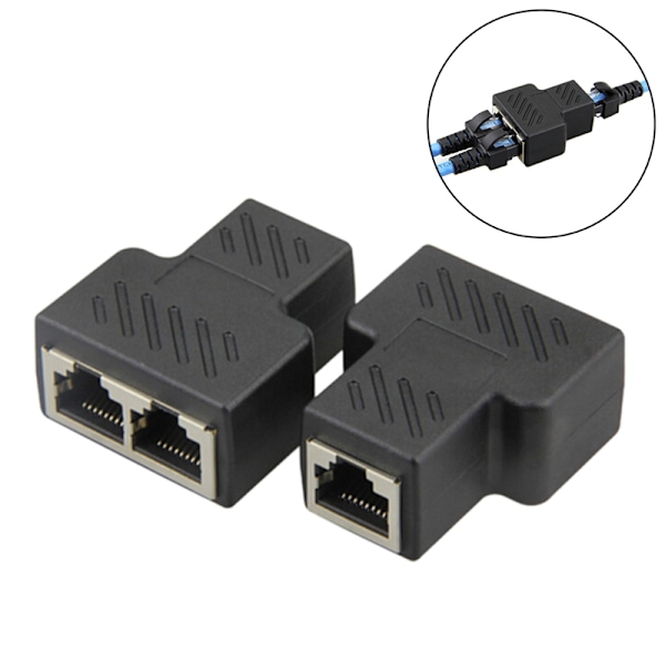 1 til 2 LAN Ethernet Netværkskabel RJ45 Splitter Stik Adapter