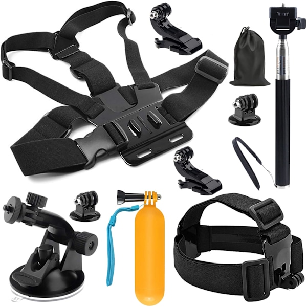 10-i-1 tillbehörskit för GoPro-tillbehör, actionkameratillbehör för GoPro Hero 12 11 10 9 8 7 6 5 4 3+ 3 Hero Session 5 Black AKASO EK7000 Ape