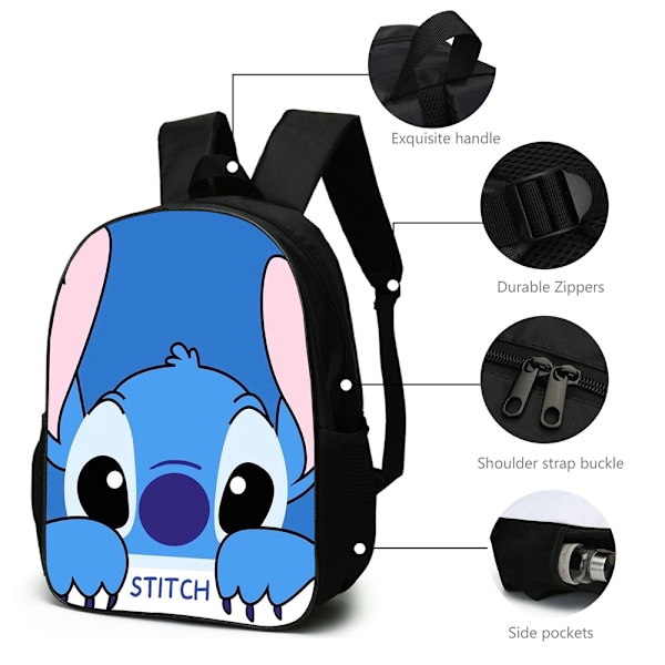 3 st Lilo & Stitch Ryggsäck Barn Skolväska Ryggsäck Axelväska Pennfodral Set Presenter B