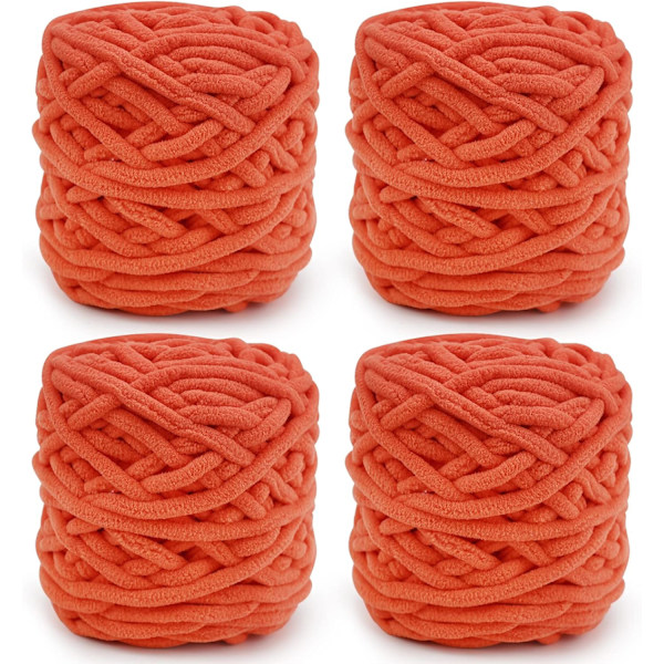 Stickgarn 4x Stickgarn för Virkning, Mjukt Chunky Garn för Garnprojekt orange