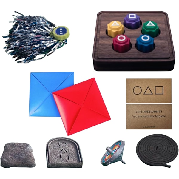 Squid Game 2, Koreansk Traditionell Lek, Koreansk Folkspelsset – Jack Stone Spelset Inspirerat av Squid Game 2 (9 st + Bas)