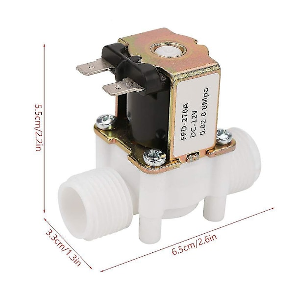 DC12V Normalt Stängd Vattenmagnetventil G1/2 Tum Plast Elektrisk Magnetventil Dispenser Banmo