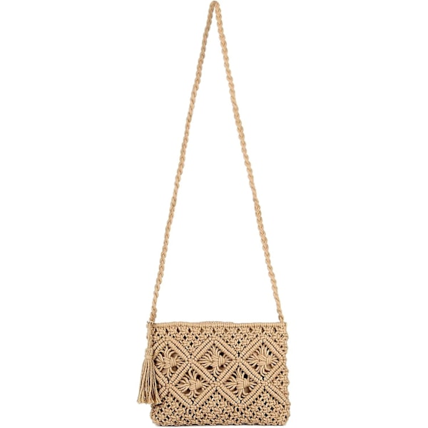 Handvävd Crossbody-väska för damer, Sommarstrandväska, Vävd handgjord axelväska