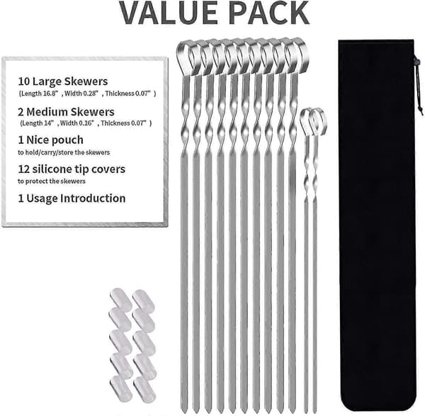 10 Grillspyd i Metall 36cm (14 Tommer)