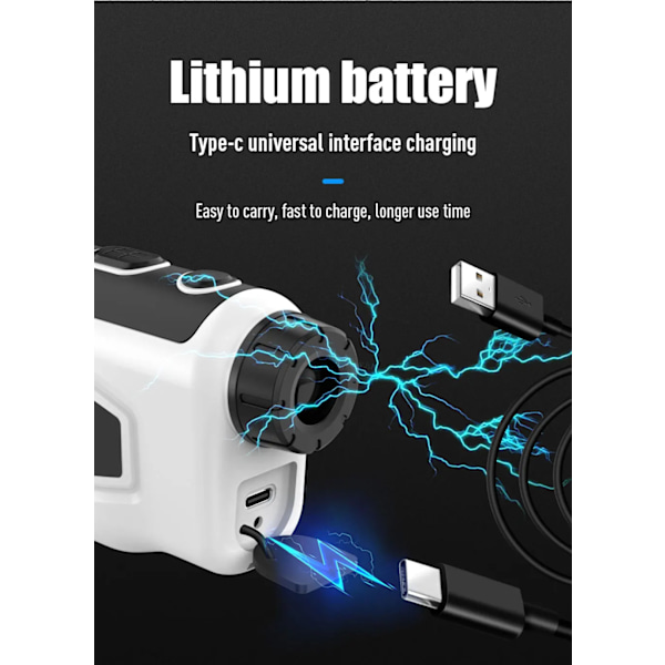 Golfetäisyysmittari 6X Suurennus 600M USB Ladattava Etäisyysmittari Kallistuksella +90° Vedenpitävä Etäisyysmittari Monokulaarinen Teleskooppi{F2]