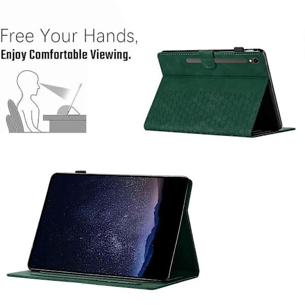 Etui til Samsung Galaxy Tab S9 FE/S9, Honeycomb-printet læder tabletetui med kortpladser