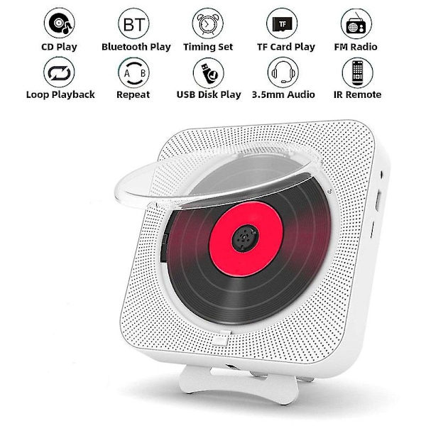 Kannettava CD-soitin Bluetooth-kaiutin Stereo LED-näyttö Seinäkiinnitys Musiikki IR-kaukosäätimellä FM-radio