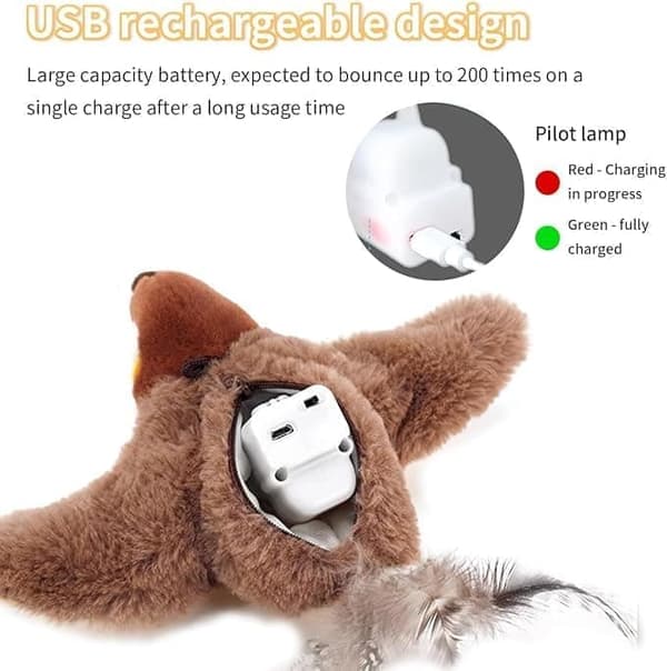 OBOSOE Interactive Cat Toy with Bird Movement and Catnip – USB Rechargeable