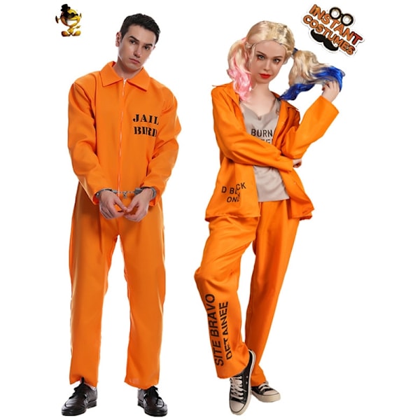 Fangedrakt, Oransje Fangedrakt Halloween Kostyme for Kvinner - Perfekt for Kvinner Women L