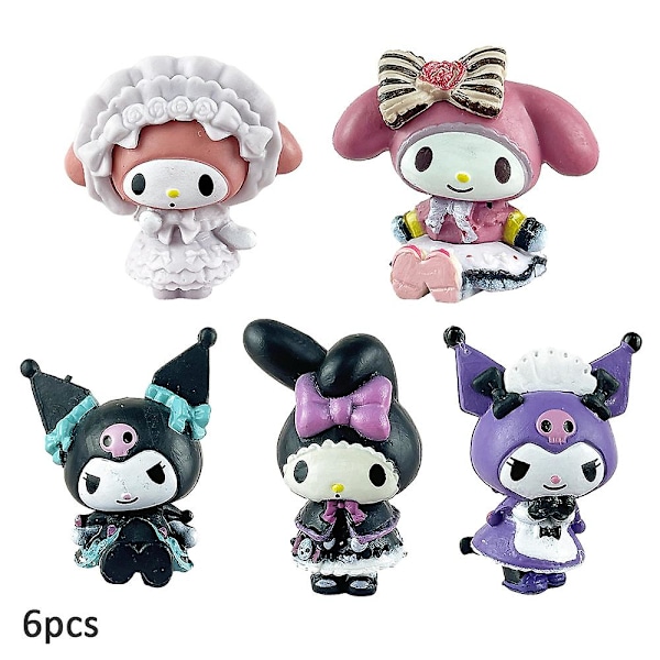 5-pak Sanrio Kuromi My Melody Anime Actionfigurer, PVC-modelfigur Samling, Kage Dekoration Børn Piger Gaver