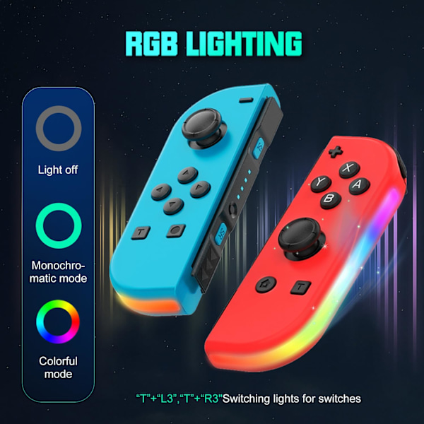 Trådløs controller kompatibel med Nintendo Switch, Oled, Lite Gamepad Joystick (l/r) Udskiftning med Rgb højre blue+red