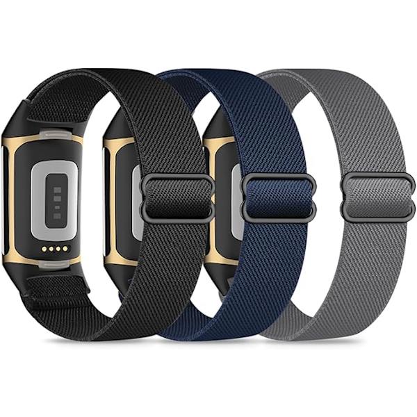 3 elastista ranneketta, yhteensopivia Fitbit Charge 5/Fitbit Charge 6 -rannekkeiden kanssa miehille ja naisille, hengittävät ja säädettävät D