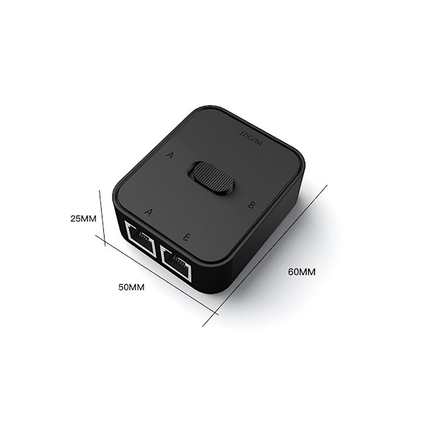 2-Port RJ45 LAN Cat6 Nettverksbrytervelger 1000Mbps 2 inn 1 ut/1 inn 2 ut intern ekstern nettverksbryter splitter