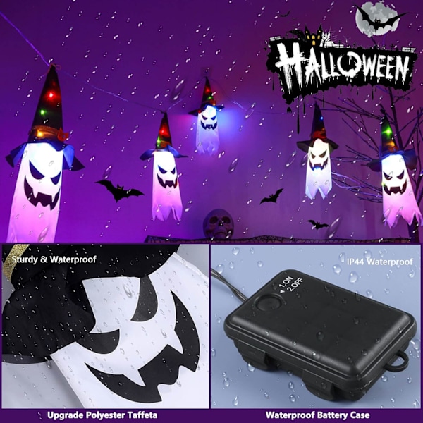 Ulkoilma Halloween-koristeet Riippuva haamu noitakypärällä, 5 kpl