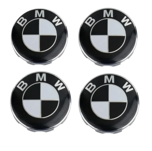 4-Pack BMW Center Caps / Wheel Hub Emblems 68mm Svart/Vit