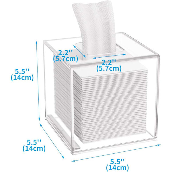 Firkant kosmetisk tissueske, akrylserviettboks med magnetisk lokk