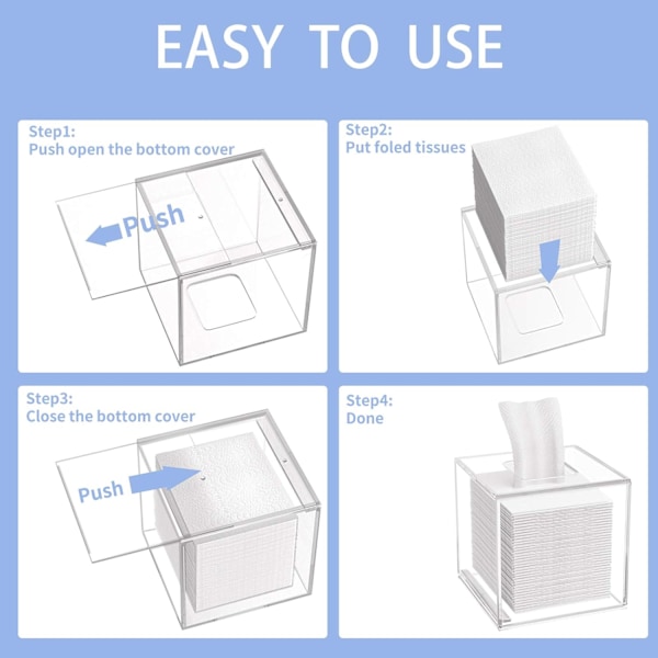 Firkant Kosmetisk Tissueæske, Akryl Servietæske med Magnetisk Låg