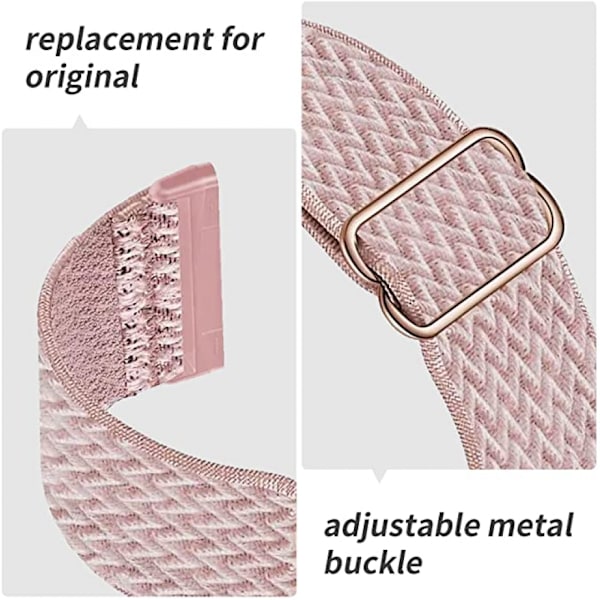 4-pakning Elastisk Nylonbånd Kompatibelt med Fitbit Versa 3 / Fitbit Sense, Justerbart Elastisk Stoff Smartklokke Sportsbånd (Svart/Rose Rosa/Hvit/S{F2}