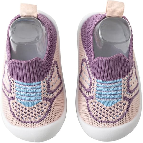 Koko 15 Violetti Happy Cherry Kävelyä Opettelevat Kengät Vauvan Pojille Tytöille Ryömintäkengät Unisex Taapero Tossut Verkkokangas Hengittävät Paljasjalkakengät Laukku Liukumattomat Vauvan Kengät