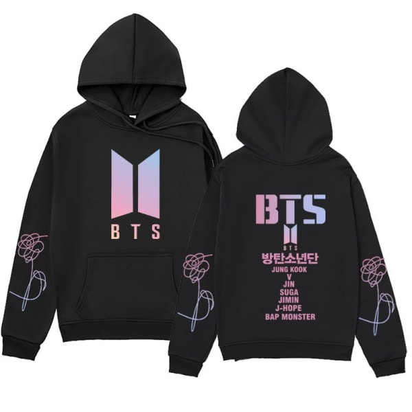 BTS Unisex Huvtröja Casual Huvtröja Cosplay Jacka Topp Svart Black S Black Black S