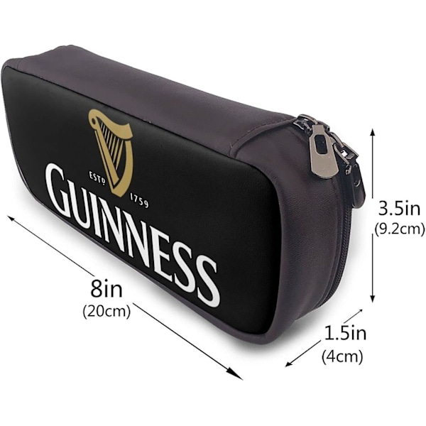 Guinness Öl Logotyp Läder Pennfodral Stor Kapacitet med Dragkedja Stor Förvaring Penna Pennpåse Box Organizer Praktisk Väska Hållare bd006066