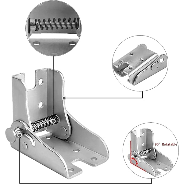 4 stk. 90 graders selvlåsende foldbart hængsel, foldbare ben Støttebeslag Bordforlængerbeslag Bordben Foldbart beslag (FMY)