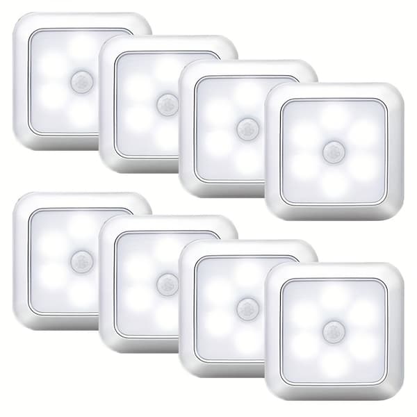 LED-rörelsesensorlampor batteridrivna utomhus inomhus vägglampa för trappor, garderob, hall Cold Light 2pcs