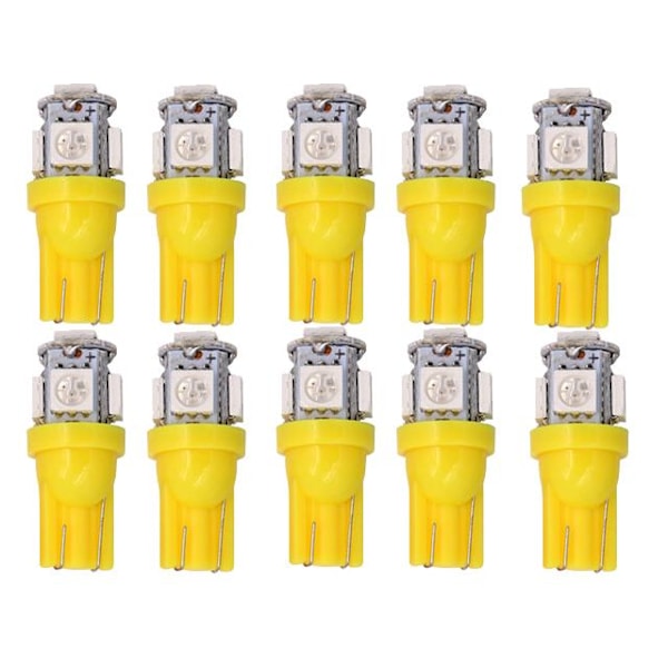 T10 w5w Led med 5st 5050SMD Gul-Orange chip 12v DC 10-pack Gul Yellow Gul