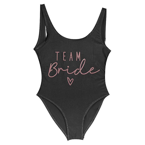 S-3xl Print Team Bride Badedragt i ét stykke Kvinder Badetøj Polterabend Badedragt Sommer Strandtøj Badedragt rose black rose black M