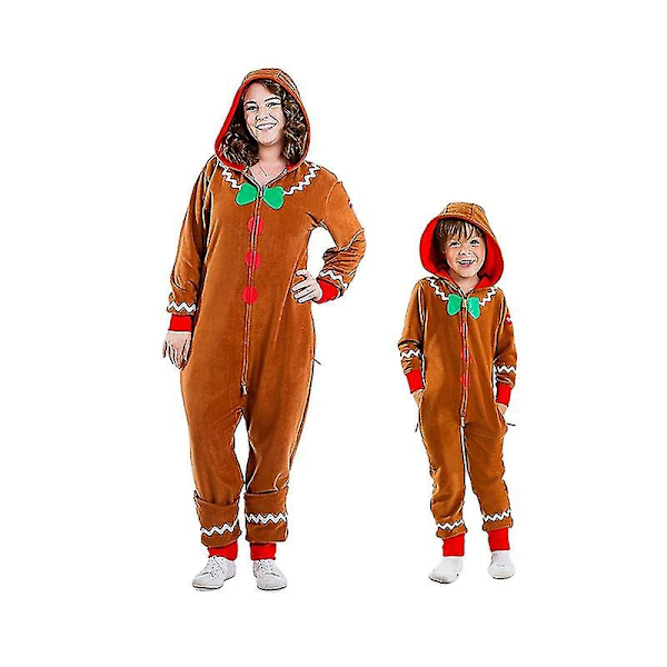 Herrfamiliens hyggelige peberkagemand-jumpsuit, behagelig peberkagemand-onesie til jul - perfekt til børn Kid 110CM